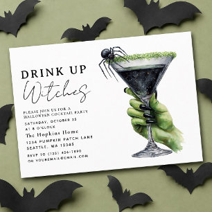 Invitación Fiesta de Cóctel de Halloween Bebed Brujas