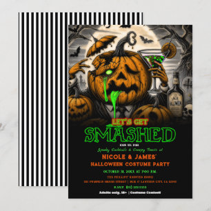 Invitación Fiesta de Cóctel de Halloween de Calabaza Aplastad