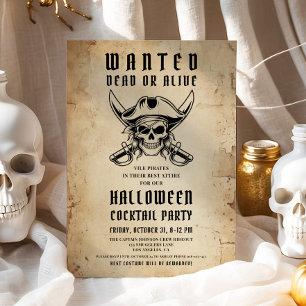 Invitación Fiesta de Cóctel de Halloween de Cráneo de Pirata