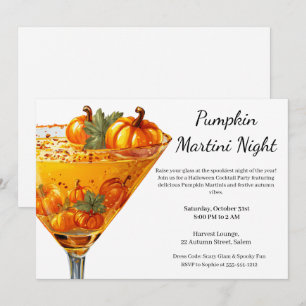 Invitación Fiesta de Cóctel de Halloween Martini de Calabaz