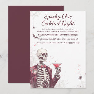 Invitación Fiesta de Cóctel de Halloween Noche Chic Espeluz