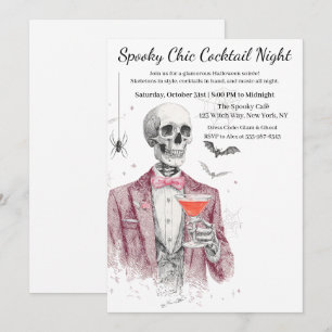 Invitación Fiesta de Cóctel de Halloween Noche Chic Espeluz