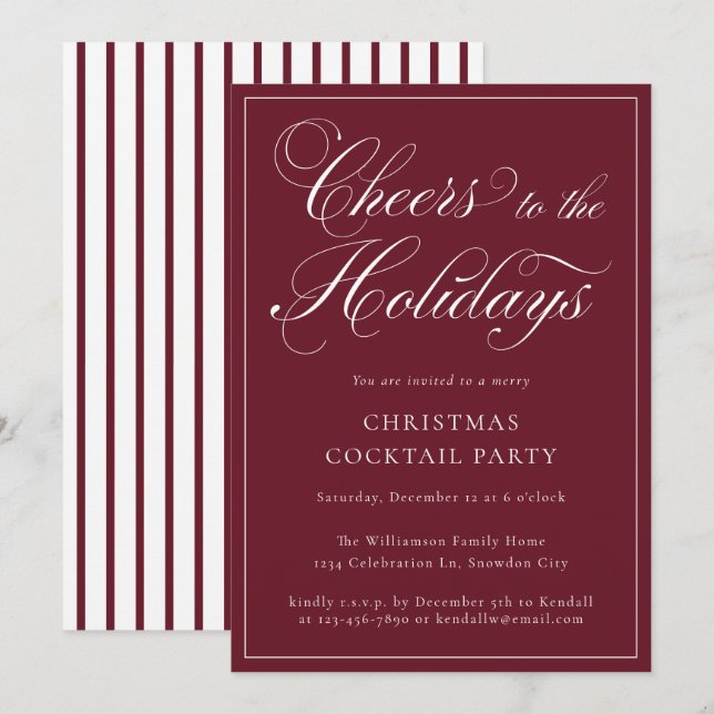 Invitación Fiesta de Cóctel de Navidad (Anverso / Reverso)