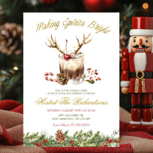 Invitación Fiesta de Cóctel de Navidad Alegrando Espíritus
