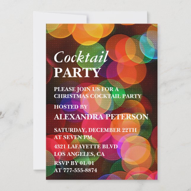 Invitación Fiesta de cóctel de Navidad Cena Confeti Brillo (Anverso)