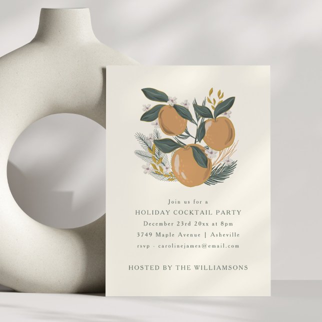 Invitación Fiesta de Cóctel de Navidad con Frutas de Invierno (Subido por el creador)