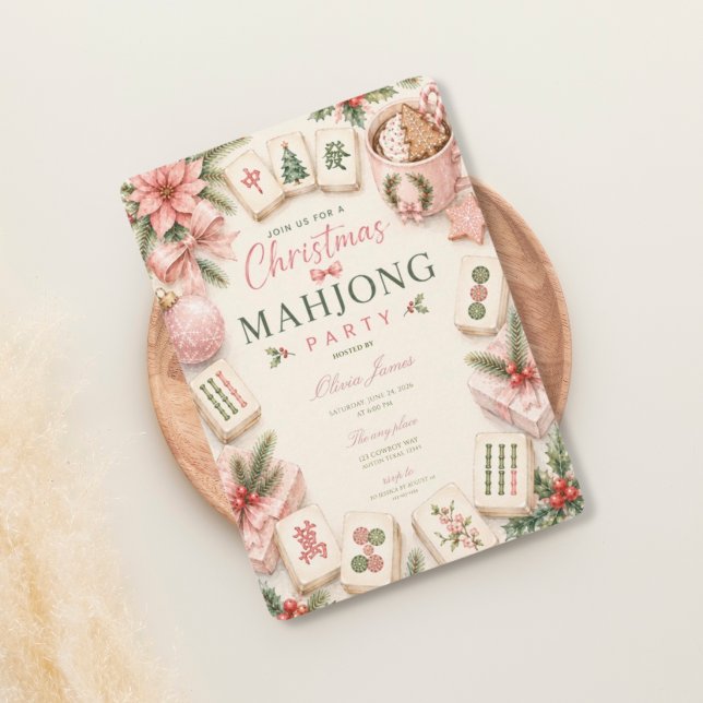 Invitación Fiesta de cóctel de Navidad de Mahjong (Subido por el creador)