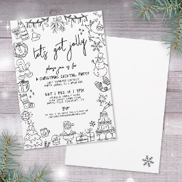 Invitación Fiesta de Cóctel de Navidad Dibujada a Mano