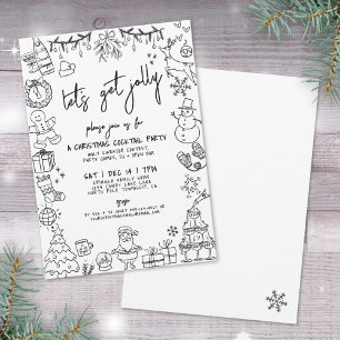 Invitación Fiesta de Cóctel de Navidad Dibujada a Mano