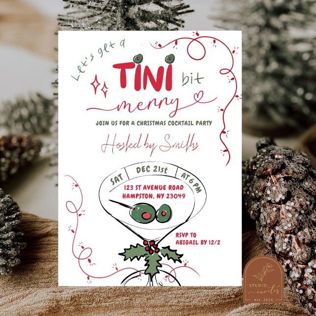 Invitación Fiesta de cóctel de Navidad dibujada a mano de col (Subido por el creador)