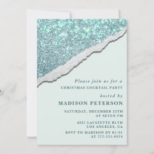 Invitación Fiesta de cóctel de Navidad elegante  Glam Glitter