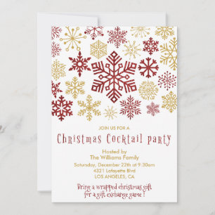 Invitación Fiesta de Cóctel de Navidad Elegantes Copos de Nie