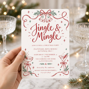 Invitación Fiesta de Cóctel de Navidad Jingle and Mingle