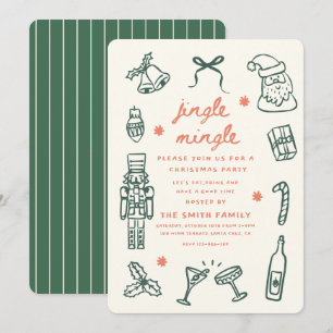 Invitación Fiesta de Cóctel de Navidad Jingle Mingle