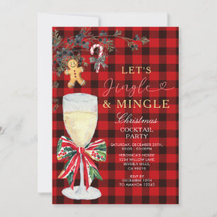Invitación Fiesta de Cóctel de Navidad Jingle & Mingle de Roj