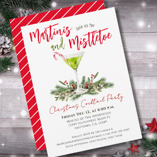 Invitación Fiesta de Cóctel de Navidad Martinis Bebidas Festi