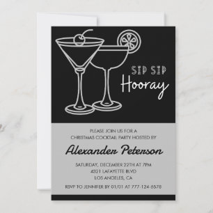 Invitación Fiesta de cóctel de Navidad negra cóctel