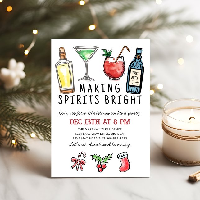 Invitación Fiesta de Cóctel de Navidad para Alegrar Espíritus (Subido por el creador)
