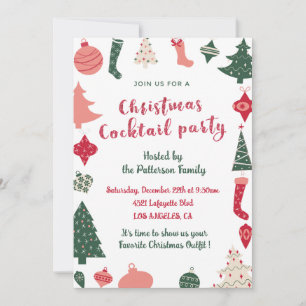 Invitación Fiesta de cóctel de Navidad Patrón de Navidad 