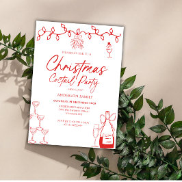 Invitación Fiesta de Coctel de Navidad Red Doodle
