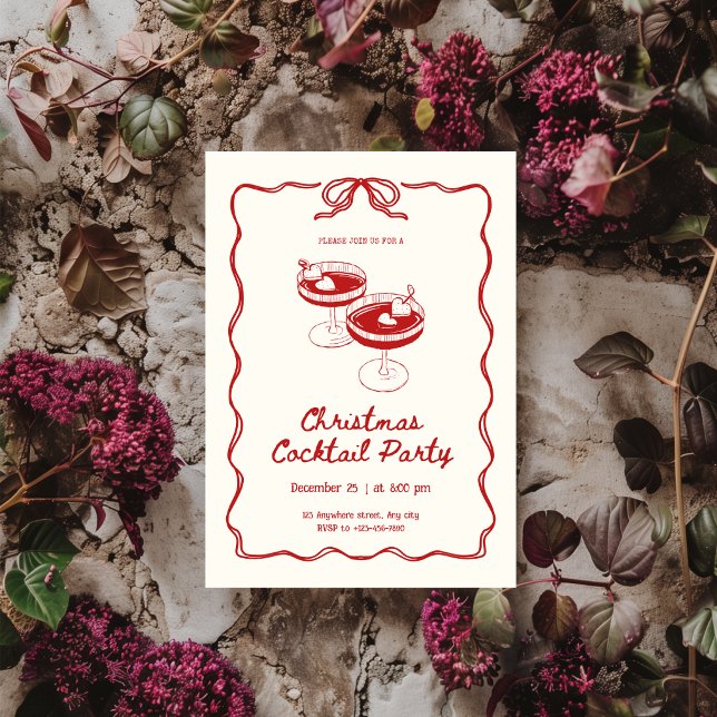 Invitación Fiesta de Cóctel de Navidad Roja (Subido por el creador)