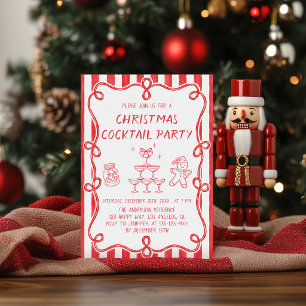 Invitación Fiesta de cóctel de Navidad roja   