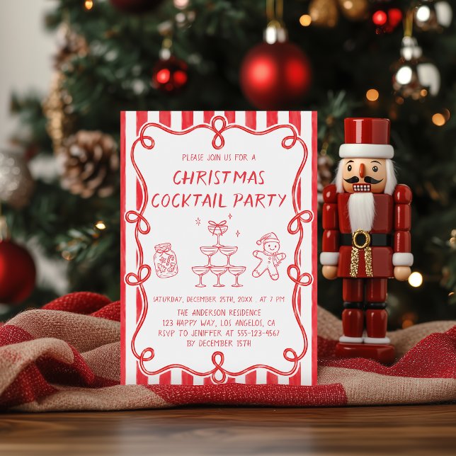 Invitación Fiesta de cóctel de Navidad roja    (Subido por el creador)