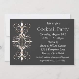 Invitación Fiesta de cóctel de oro negro