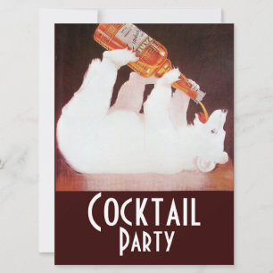Invitación FIESTA DE CÓCTEL DE OSO POLAR, rojo marrón blanco