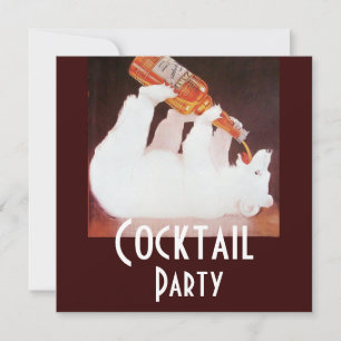 Invitación FIESTA DE CÓCTEL DE OSO POLAR, rojo marrón blanco