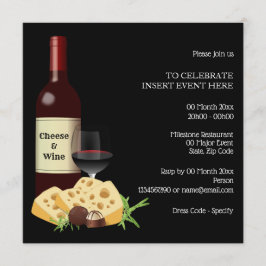 Invitación fiesta de cóctel de queso de vino comedor formal n
