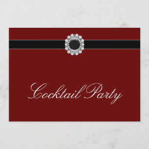Invitación Fiesta de cóctel de vino tinto diamante rojo negro
