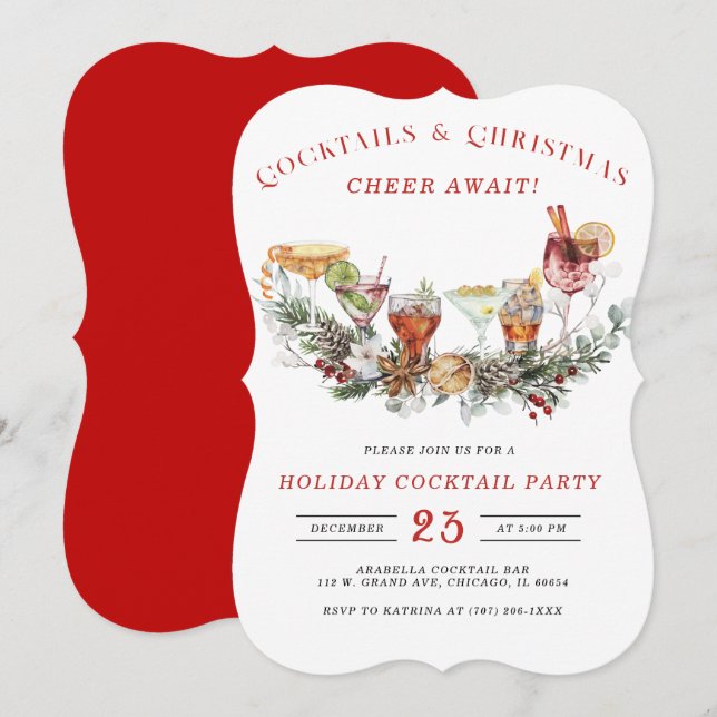 Invitación Fiesta de cóctel editable de vacaciones (Anverso / Reverso)