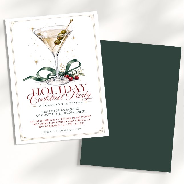 Invitación Fiesta de Cóctel Elegante de Vacaciones (Subido por el creador)