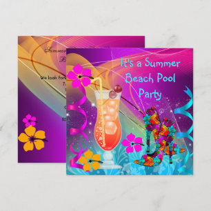 Invitación Fiesta de Cóctel en la Piscina de la Playa Rosa Tu