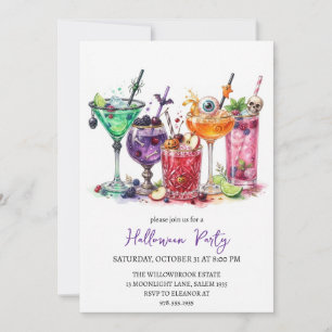 Invitación fiesta de cóctel espeluznante de halloween