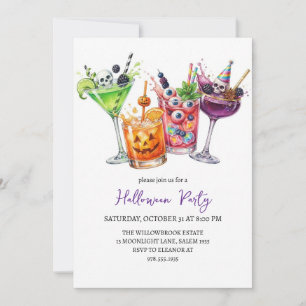 Invitación fiesta de cóctel espeluznante de halloween