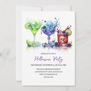 Invitación fiesta de cóctel espeluznante de halloween