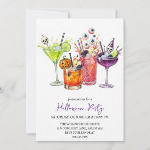 Invitación fiesta de cóctel espeluznante de halloween
