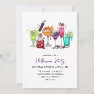 Invitación fiesta de cóctel espeluznante de halloween