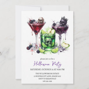 Invitación fiesta de cóctel espeluznante de halloween