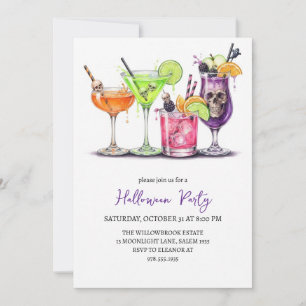 Invitación fiesta de cóctel espeluznante de halloween
