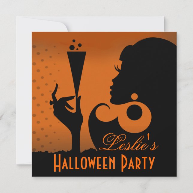Invitación Fiesta de Cóctel Feliz Halloween (Anverso)