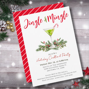 Invitación Fiesta de cóctel festivo Jingle and Mingle