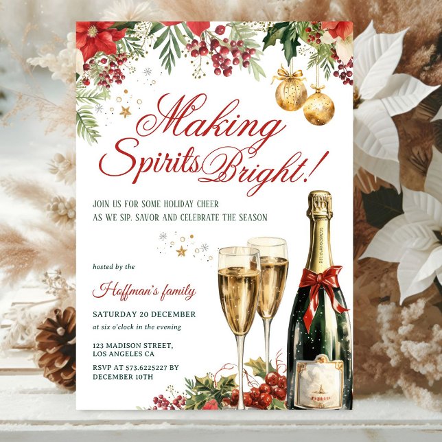 Invitación Fiesta de Cóctel Making Spirits Bright Navidad (Subido por el creador)