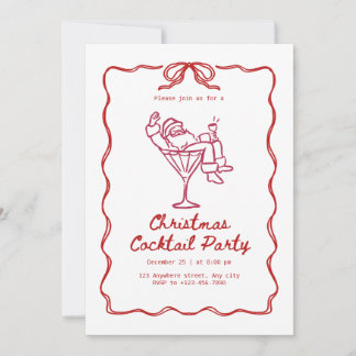 Invitación fiesta de cóctel moderna de Santa Navidad, diverti