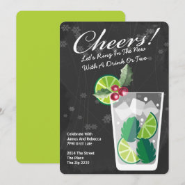 Invitación Fiesta de Cóctel Mojito de Año Nuevo Personalizado