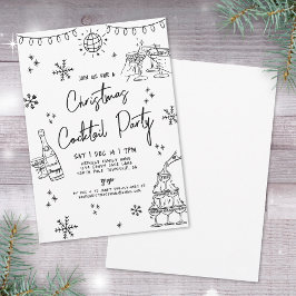 Invitación Fiesta de Cóctel Navideña Caprichosa Dibujada a Ma