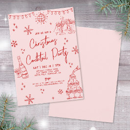 Invitación Fiesta de Cóctel Navideño Caprichoso Dibujado a Ma