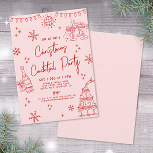 Invitación Fiesta de Cóctel Navideño Caprichoso Dibujado a Ma